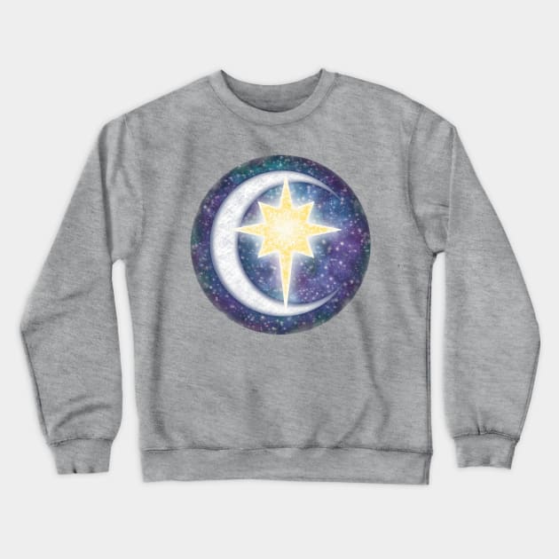 Star Moon Galaxy Crewneck Sweatshirt by TheEmeraldOwl_byKaitlyn